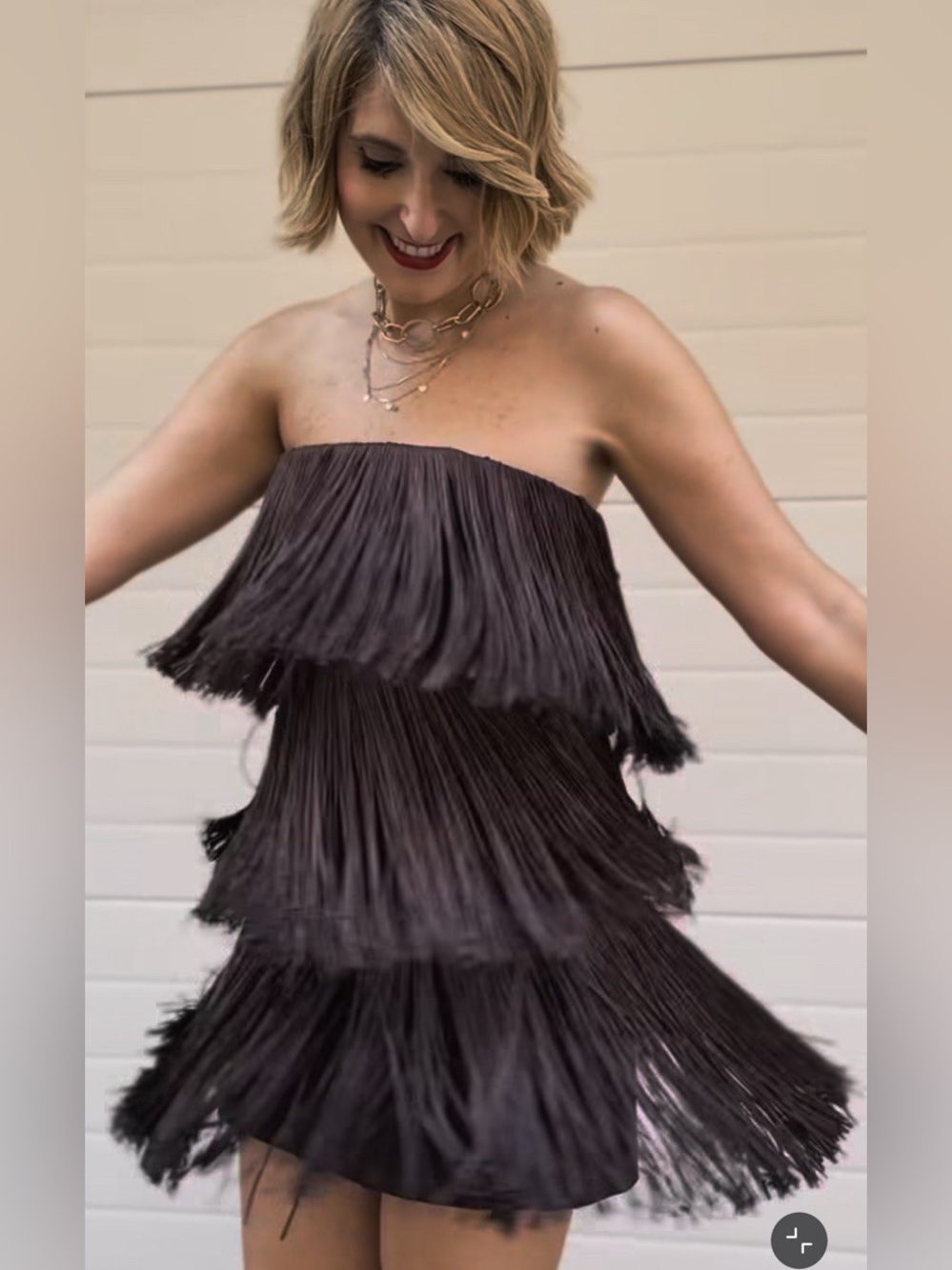 NWT Zara Fringe Strapless Dress in Chocolate Brown